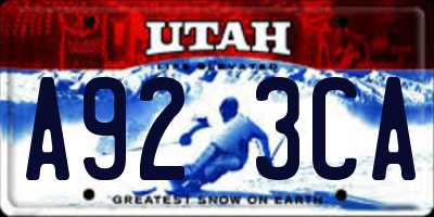 UT license plate A923CA