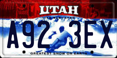 UT license plate A923EX