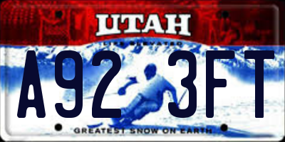 UT license plate A923FT