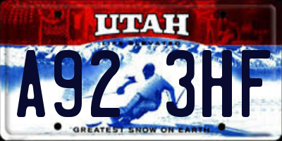 UT license plate A923HF