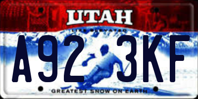 UT license plate A923KF