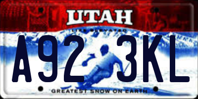 UT license plate A923KL