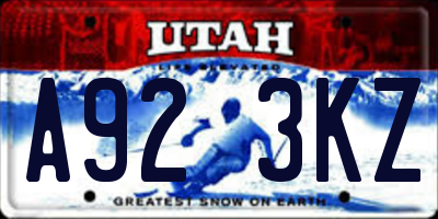 UT license plate A923KZ