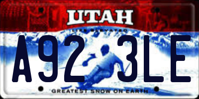 UT license plate A923LE