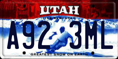UT license plate A923ML
