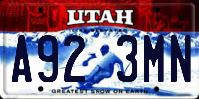 UT license plate A923MN