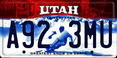 UT license plate A923MU