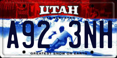 UT license plate A923NH