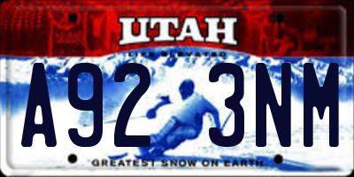 UT license plate A923NM