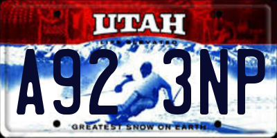 UT license plate A923NP
