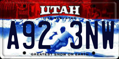 UT license plate A923NW