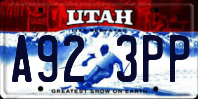 UT license plate A923PP