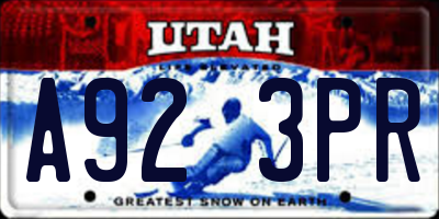 UT license plate A923PR