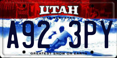 UT license plate A923PY
