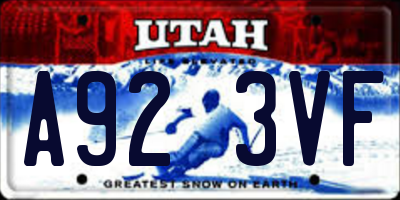 UT license plate A923VF