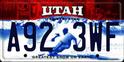 UT license plate A923WF