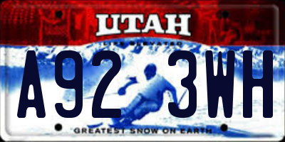 UT license plate A923WH