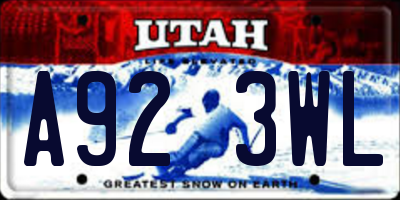 UT license plate A923WL