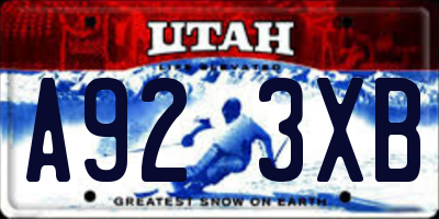 UT license plate A923XB