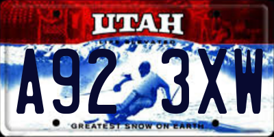 UT license plate A923XW