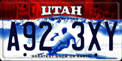 UT license plate A923XY