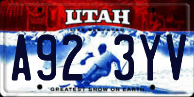UT license plate A923YV