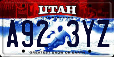 UT license plate A923YZ