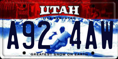 UT license plate A924AW