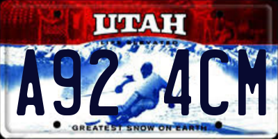 UT license plate A924CM