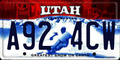 UT license plate A924CW
