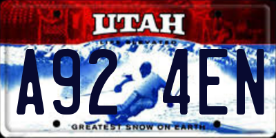UT license plate A924EN