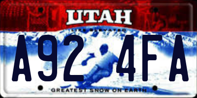UT license plate A924FA