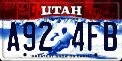 UT license plate A924FB