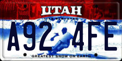 UT license plate A924FE