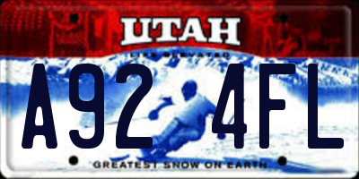 UT license plate A924FL