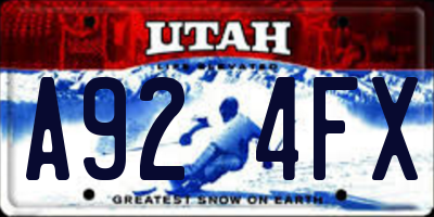UT license plate A924FX