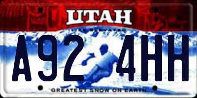 UT license plate A924HH