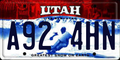 UT license plate A924HN