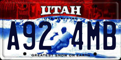 UT license plate A924MB