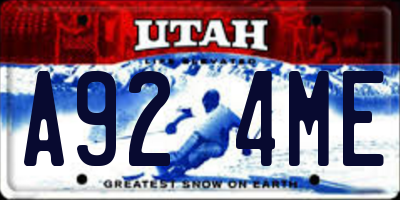 UT license plate A924ME