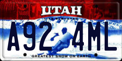 UT license plate A924ML
