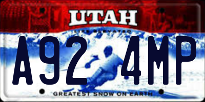 UT license plate A924MP