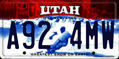 UT license plate A924MW