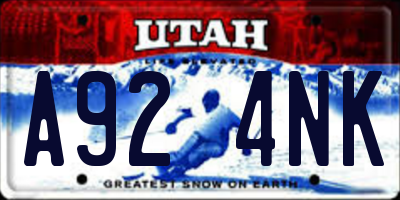 UT license plate A924NK