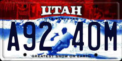 UT license plate A924OM