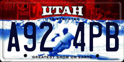 UT license plate A924PB