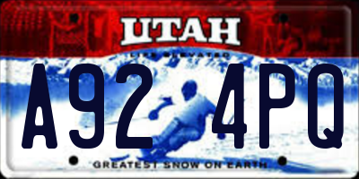 UT license plate A924PQ