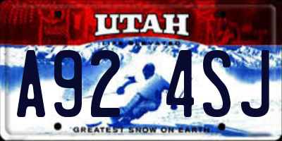 UT license plate A924SJ