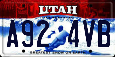 UT license plate A924VB