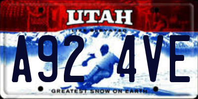 UT license plate A924VE
